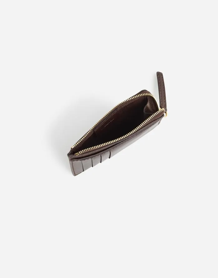 Madewell The Zip Card Case Wallet Dark Carob Women Pouches and Wallets