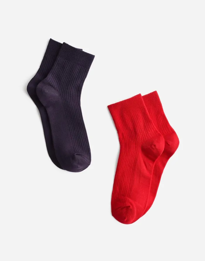Madewell TwoPack SemiSheer Ankle Socks Bright Cherry Women Socks