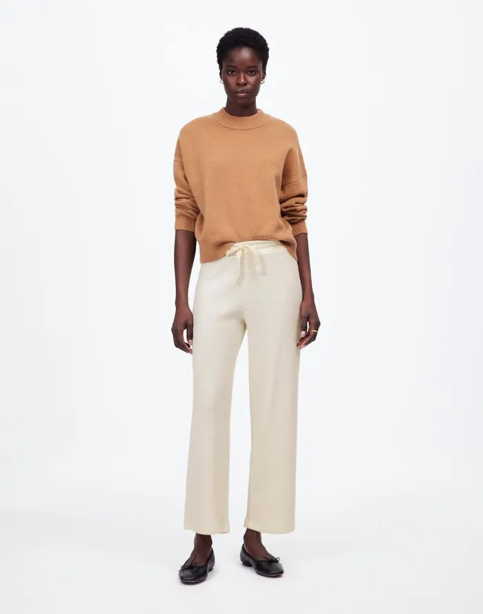 Madewell WaffleKnit StraightLeg Sweatpants Winter White Women Pants
