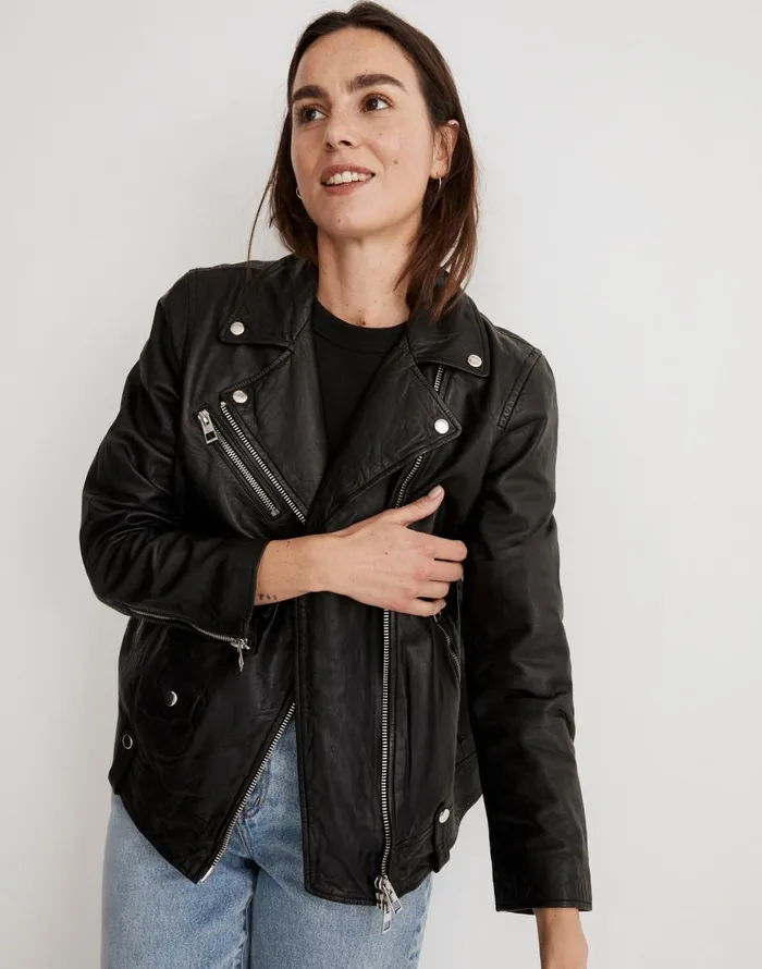 Madewell Washed Leather Oversized Motorcycle Jacket True Black Women Coats Jackets Madewell Washed Leather Oversized Motorcycle Jacket True Black Women Coats Jackets