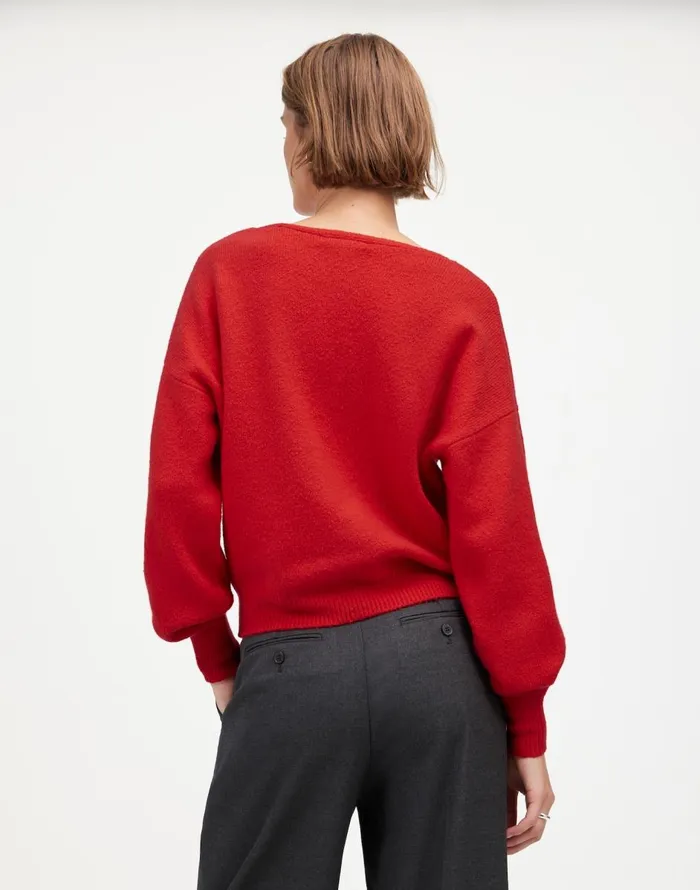 Madewell Wedged VNeck Sweater Bright Cherry Women Sweaters