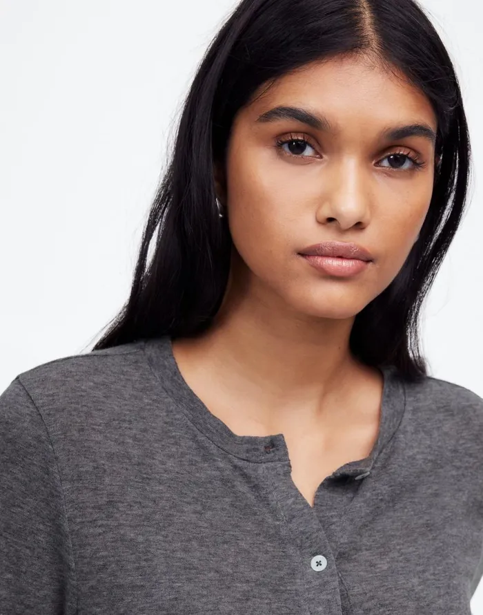 Madewell WoolBlend Crewneck Cardigan Hthr Coal Women Tees