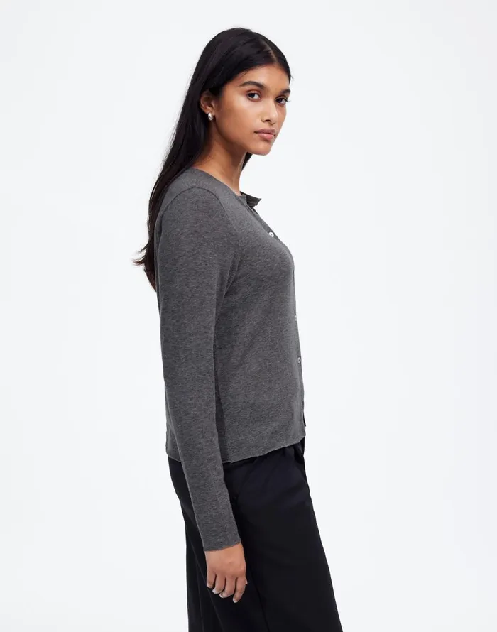 Madewell WoolBlend Crewneck Cardigan Hthr Coal Women Tees