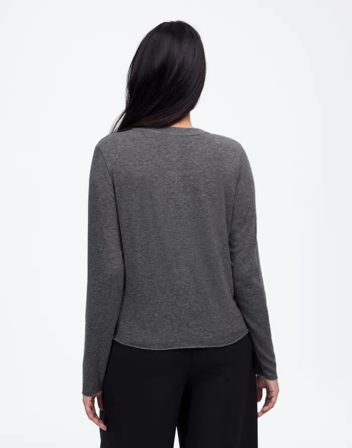 Madewell WoolBlend Crewneck Cardigan Hthr Coal Women Tees