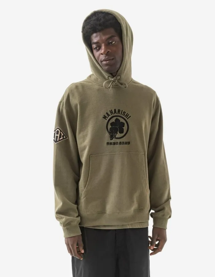 Maharishi Hooded Sweats 1102 Kamon Hooded Sweat Olive 8211 Men