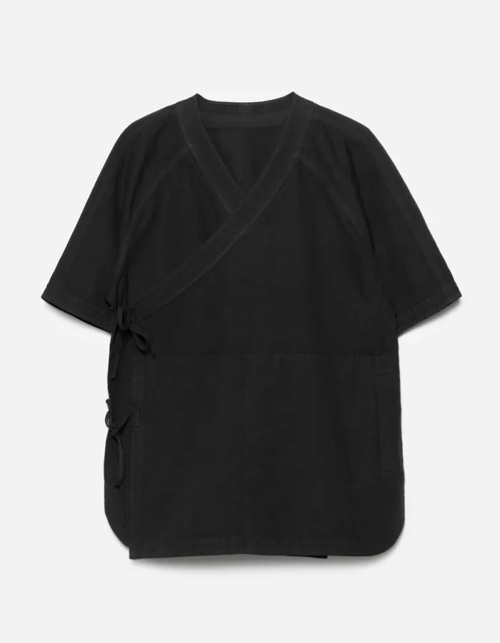 Maharishi Short Sleeve Shirts 6079 Asym Monk Hemp Shirt Black 8211 Men