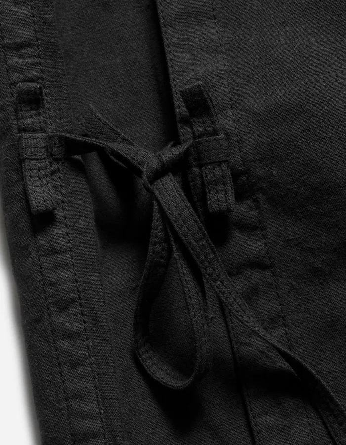 Maharishi Short Sleeve Shirts 6079 Asym Monk Hemp Shirt Black 8211 Men