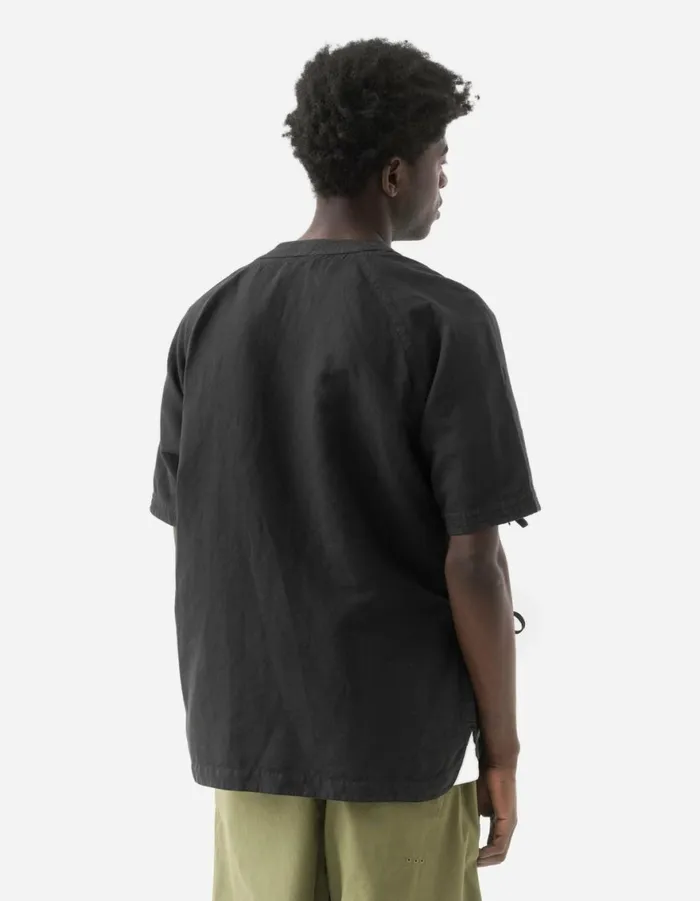 Maharishi Short Sleeve Shirts 6079 Asym Monk Hemp Shirt Black 8211 Men