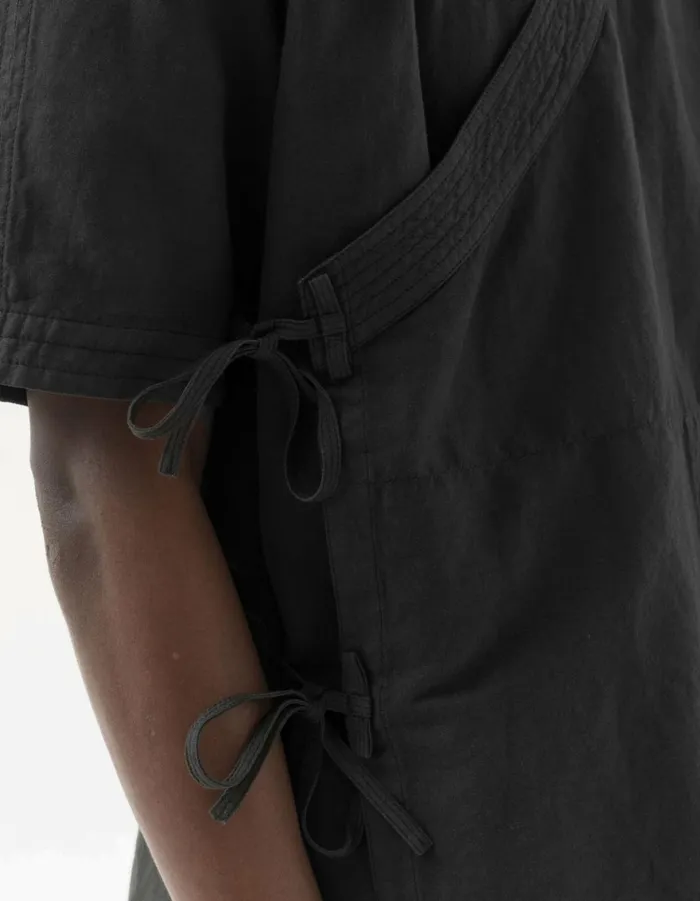Maharishi Short Sleeve Shirts 6079 Asym Monk Hemp Shirt Black 8211 Men