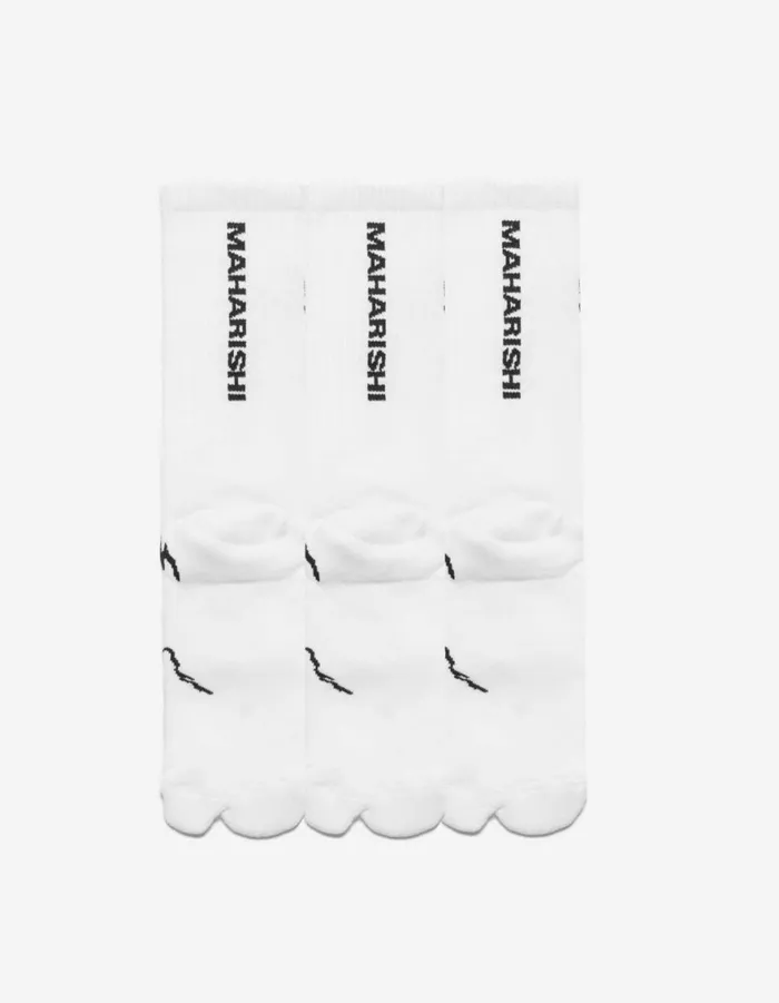 Maharishi Socks 1403 Bonsai Dragon Tabi Sports Socks 3 Pack WhiteWhiteWhite 8211 Men