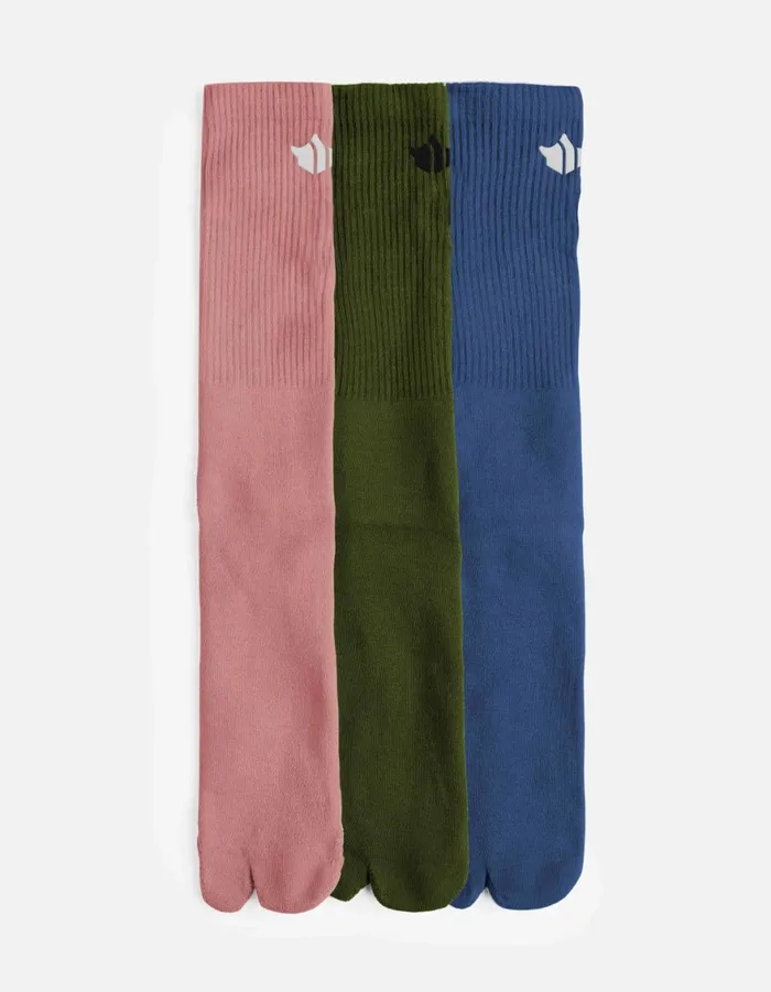 Maharishi Socks 1497 Om Temple Embroidered Sport Tabi Sock 3 Pack PinkOliveNavy 8211 Men