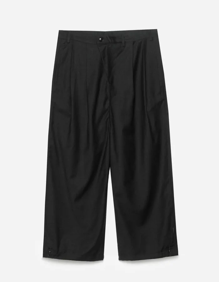 Maharishi Track Pants 6058 Asymmetrical Wool Pleated Pants Black 8211 Men