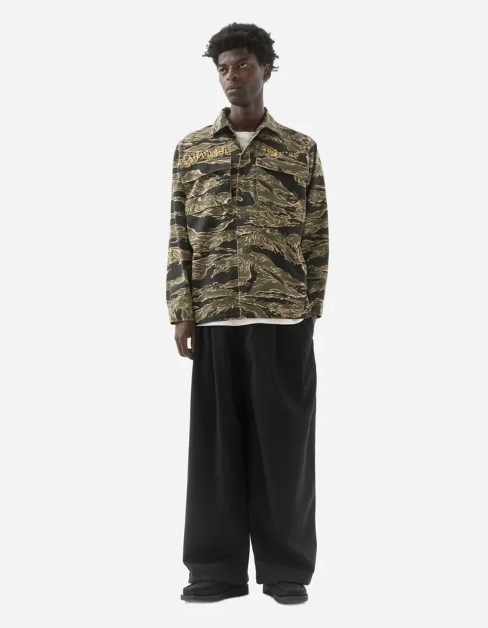 Maharishi Track Pants 6058 Asymmetrical Wool Pleated Pants Black 8211 Men