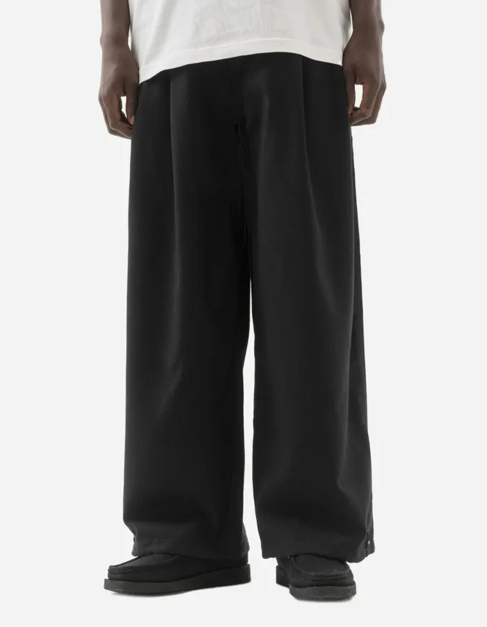 Maharishi Track Pants 6058 Asymmetrical Wool Pleated Pants Black 8211 Men