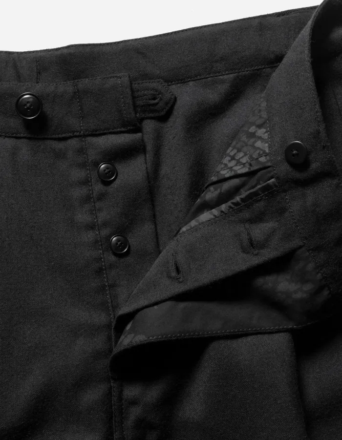 Maharishi Track Pants 6058 Asymmetrical Wool Pleated Pants Black 8211 Men