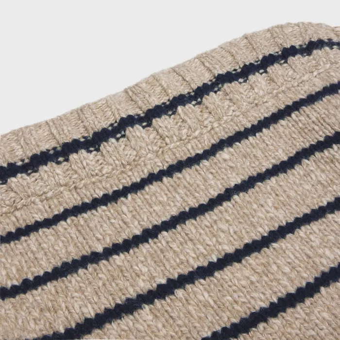 Marinire Boat Neck Sweater In Wool Taupe Navy Women CELINE KNITWEAR