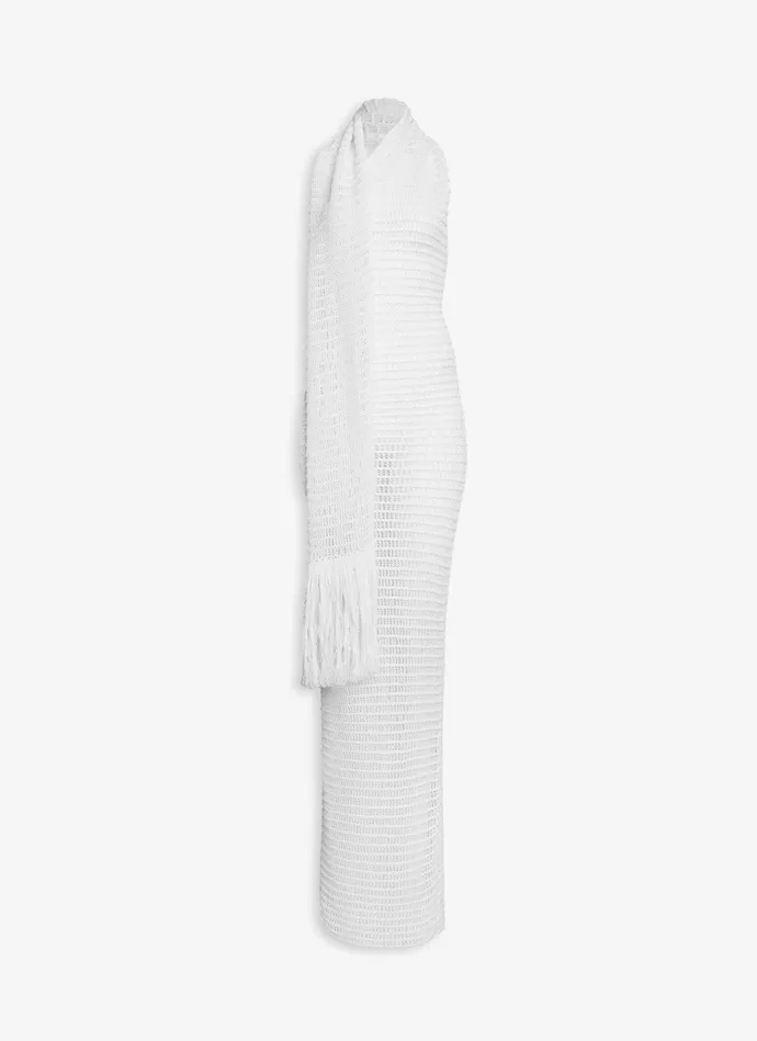 MAXI CROCHET DRESS WITH FRINGED SCARF Women Alaa Dresses