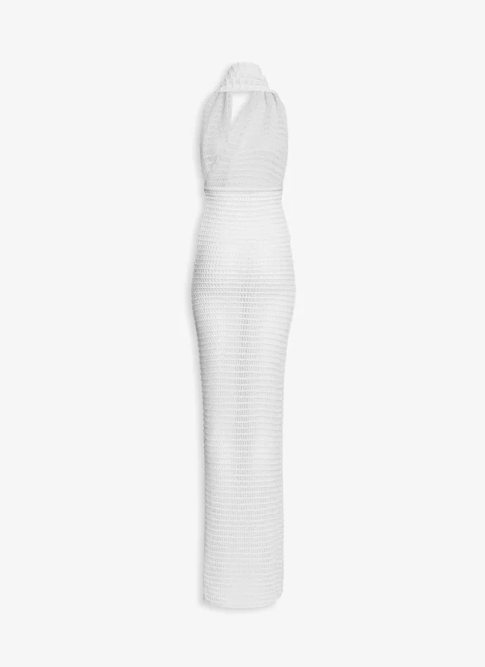 MAXI CROCHET DRESS WITH FRINGED SCARF Women Alaa Dresses