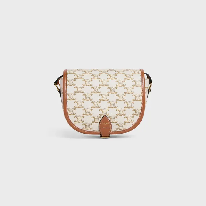 Medium Folco Bag In Triomphe Canvas And Calfskin White Women CELINE TRIOMPHE CANVAS Medium Folco Bag In Triomphe Canvas And Calfskin White Women CELINE TRIOMPHE CANVAS