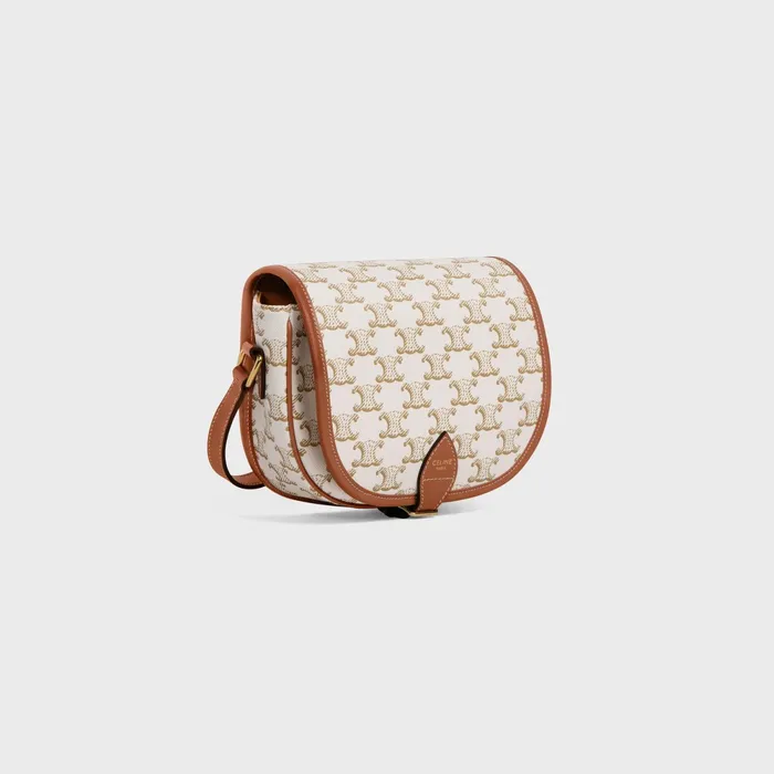 Medium Folco Bag In Triomphe Canvas And Calfskin White Women CELINE TRIOMPHE CANVAS Medium Folco Bag In Triomphe Canvas And Calfskin White Women CELINE TRIOMPHE CANVAS