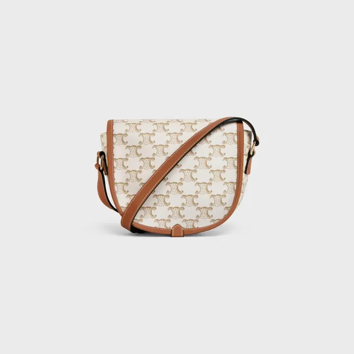 Medium Folco Bag In Triomphe Canvas And Calfskin White Women CELINE TRIOMPHE CANVAS Medium Folco Bag In Triomphe Canvas And Calfskin White Women CELINE TRIOMPHE CANVAS