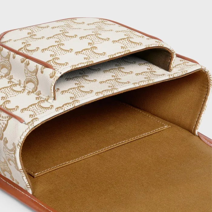Medium Folco Bag In Triomphe Canvas And Calfskin White Women CELINE TRIOMPHE CANVAS Medium Folco Bag In Triomphe Canvas And Calfskin White Women CELINE TRIOMPHE CANVAS
