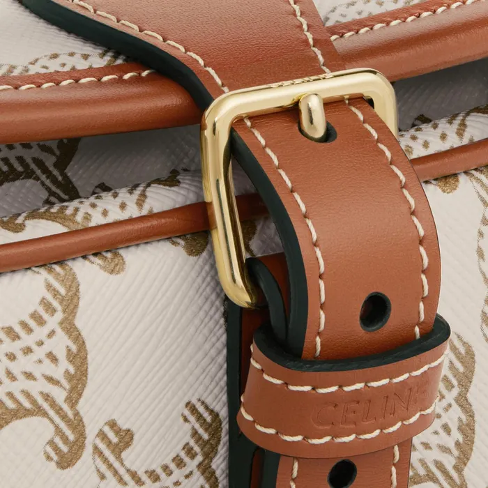 Medium Folco Bag In Triomphe Canvas And Calfskin White Women CELINE TRIOMPHE CANVAS Medium Folco Bag In Triomphe Canvas And Calfskin White Women CELINE TRIOMPHE CANVAS