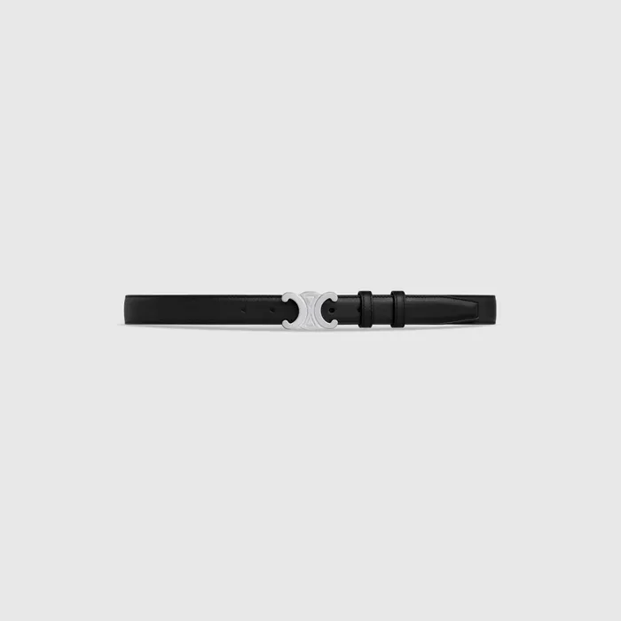 Medium Triomphe Belt In Taurillon Leather Black Men CELINE BELTS