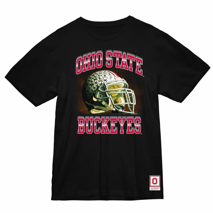Men039s Collegiate Mitchell and Ness Buckeye Football Tee Ohio State