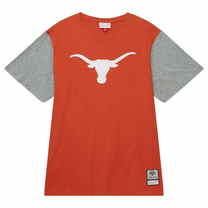 Men039s Collegiate Mitchell and Ness Color Blocked SS Tee University Of Texas At Austin Men039s Collegiate Mitchell and Ness Color Blocked SS Tee University Of Texas At Austin