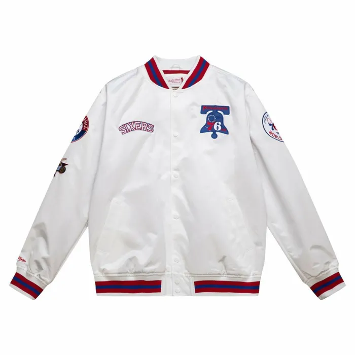 Men039s Jackets and Outerwear Mitchell and Ness City Collection Lightweight Satin Jacket Philadelphia 76ers Men039s Jackets and Outerwear Mitchell and Ness City Collection Lightweight Satin Jacket Philadelphia 76ers