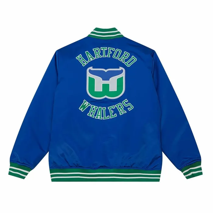 Men039s Jackets and Outerwear Mitchell and Ness Heavyweight Satin Jacket Hartford Whalers Men039s Jackets and Outerwear Mitchell and Ness Heavyweight Satin Jacket Hartford Whalers