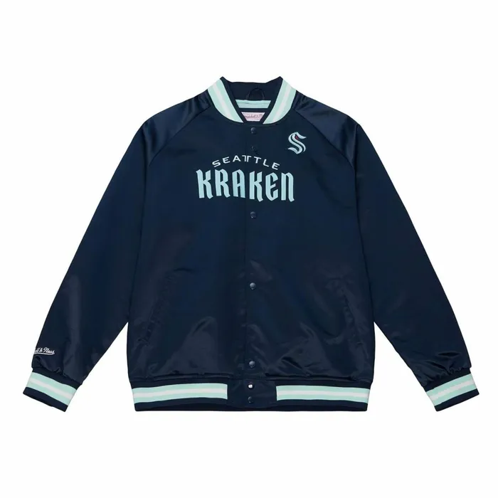 Men039s Jackets and Outerwear Mitchell and Ness Lightweight Satin Jacket Seattle Kraken