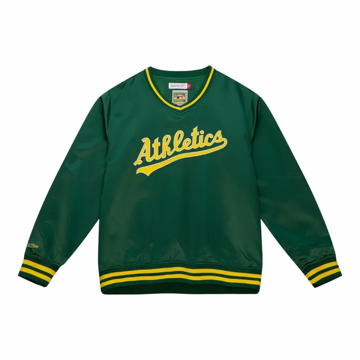 Men039s Jackets and Outerwear Mitchell and Ness Sideline Pullover Satin Jacket Oakland Athletics Men039s Jackets and Outerwear Mitchell and Ness Sideline Pullover Satin Jacket Oakland Athletics
