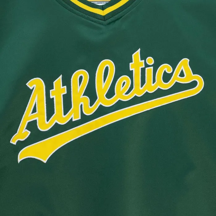 Men039s Jackets and Outerwear Mitchell and Ness Sideline Pullover Satin Jacket Oakland Athletics Men039s Jackets and Outerwear Mitchell and Ness Sideline Pullover Satin Jacket Oakland Athletics