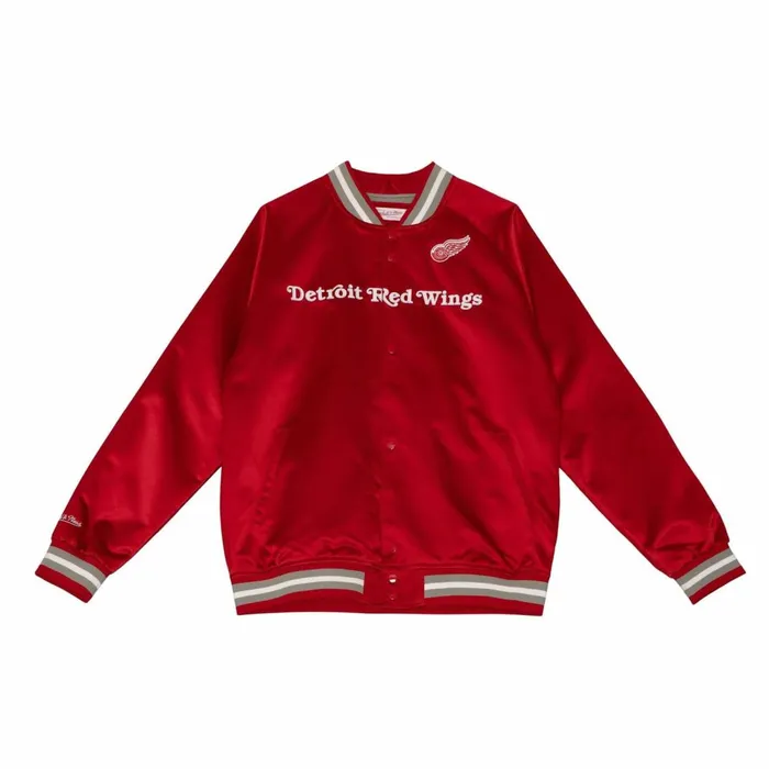 Men039s Jackets and Outerwear Mitchell and Ness Special Script Light Weight Satin Jacket Detroit Red Wings Men039s Jackets and Outerwear Mitchell and Ness Special Script Light Weight Satin Jacket Detroit Red Wings