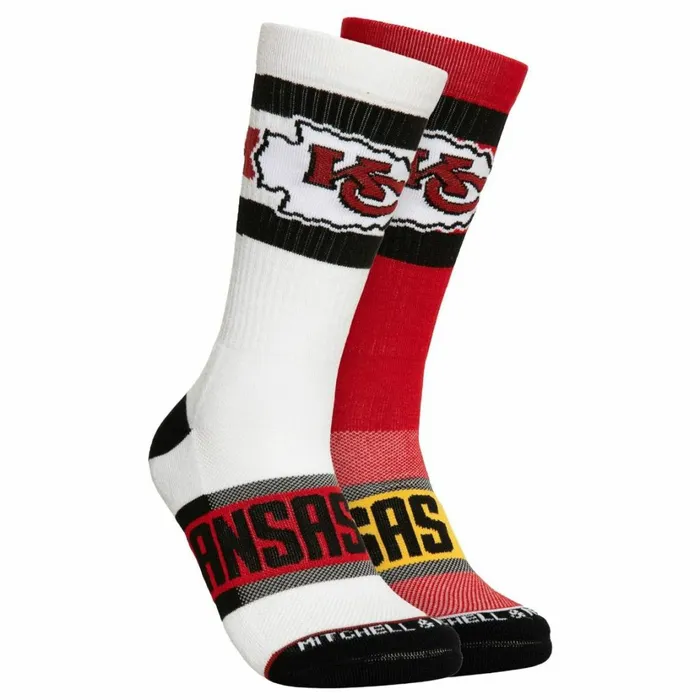 Men039s NFL Mitchell and Ness Hail Mary Crew Socks Kansas City Chiefs