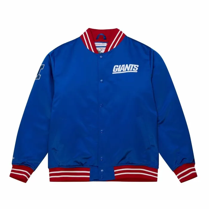 Men039s NFL Mitchell and Ness Heavyweight Satin Jacket New York Giants