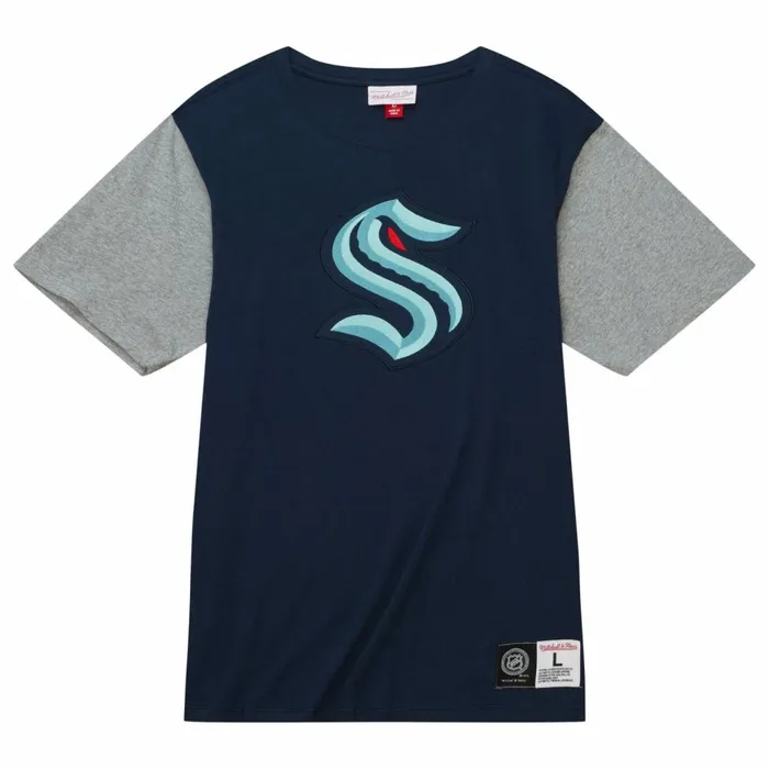 Men039s NHL Mitchell and Ness Color Blocked SS Tee Seattle Kraken