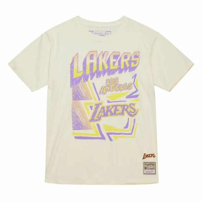 Men039s TShirts and Tops Mitchell and Ness Sidewalk Sketch SS Tee HWC Los Angeles Lakers Men039s TShirts and Tops Mitchell and Ness Sidewalk Sketch SS Tee HWC Los Angeles Lakers