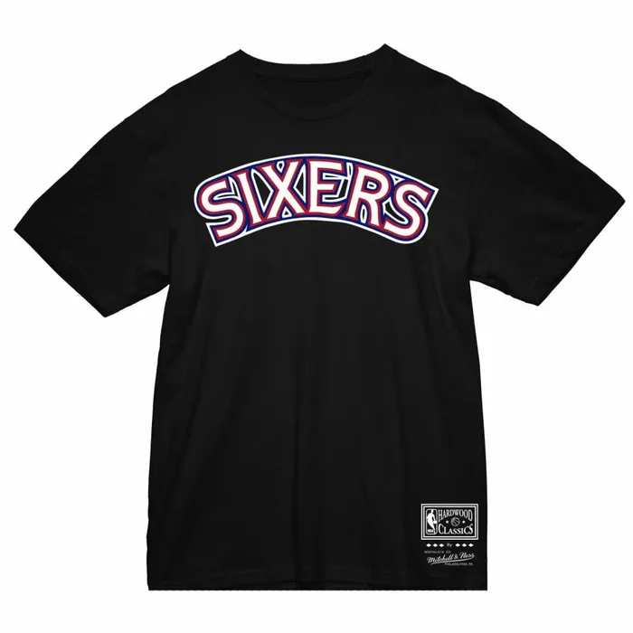 Men039s TShirts and Tops Mitchell and Ness Team Wordmark 2 Tee Philadelphia 76ers Men039s TShirts and Tops Mitchell and Ness Team Wordmark 2 Tee Philadelphia 76ers