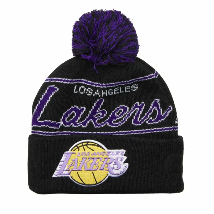 Men039sWomen039s Knit 154 Styles Mitchell and Ness Script Pom Beanie HWC Los Angeles Lakers Men039sWomen039s Knit 154 Styles Mitchell and Ness Script Pom Beanie HWC Los Angeles Lakers