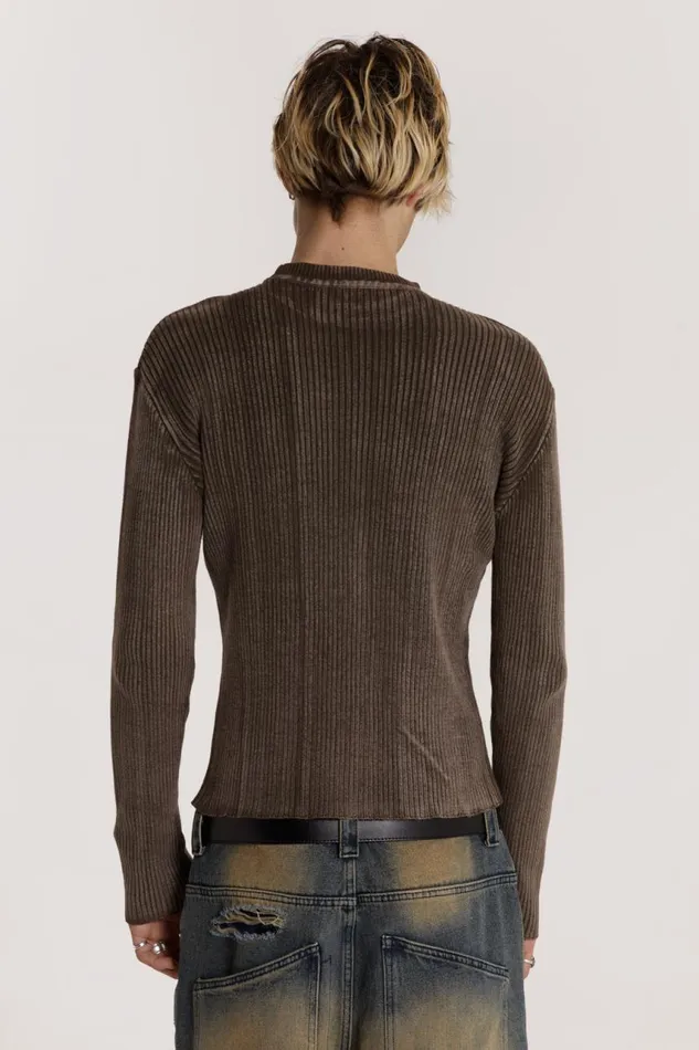 Men Acid Rib Jumper With Tattoo Print Jaded London Knitwear