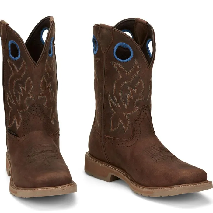 MEN All Around 11034 Waterproof Walnut Justin Boots Work