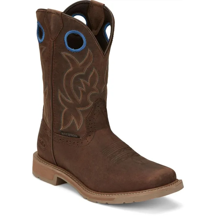 MEN All Around 11034 Waterproof Walnut Justin Boots Work