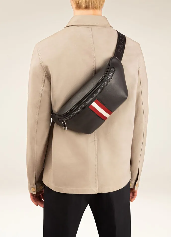 Men Bally Belt Bags Hakab 8211 Leather Bum Bag In Black