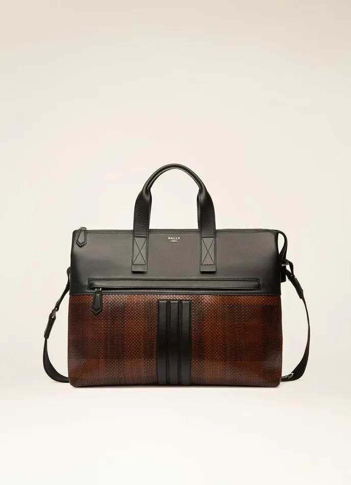 Men Bally Business Bags Henda 8211 Leather Business Bag In Brown and Black