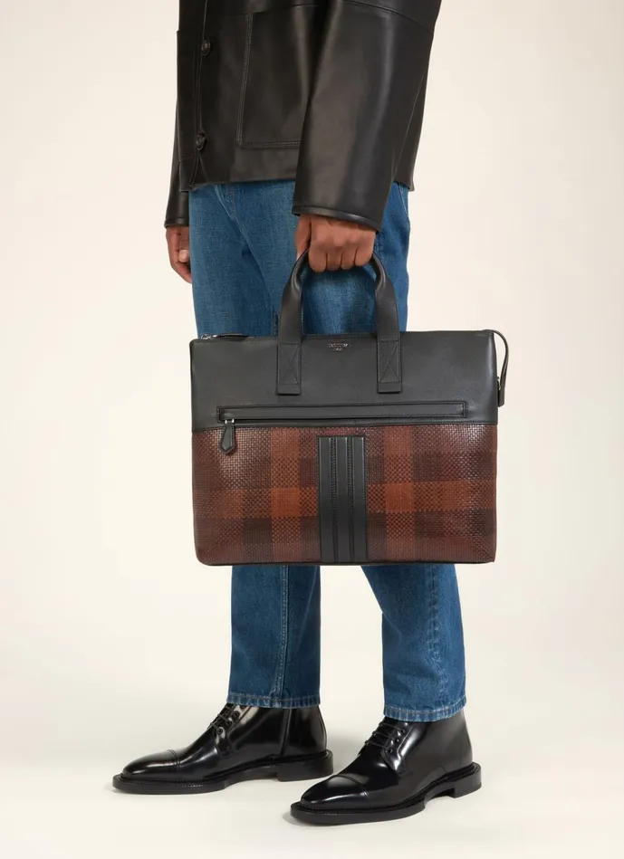 Men Bally Business Bags Henda 8211 Leather Business Bag In Brown and Black
