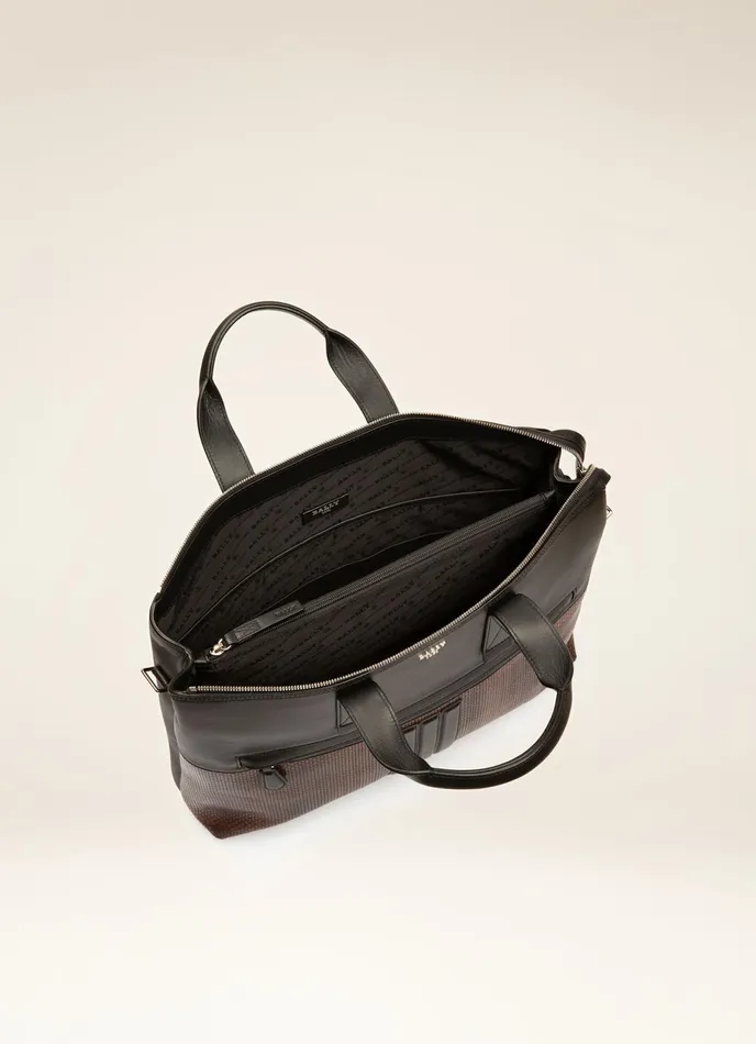 Men Bally Business Bags Henda 8211 Leather Business Bag In Brown and Black