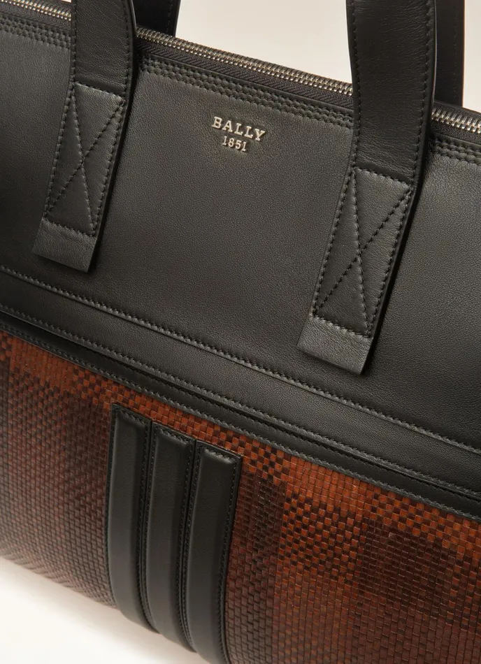 Men Bally Business Bags Henda 8211 Leather Business Bag In Brown and Black